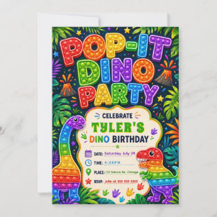 Pop It Dinosaur Birthday Party Invitation