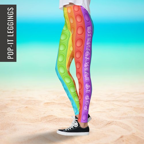 Pop it everywhere with text colorful sport yoga leggings