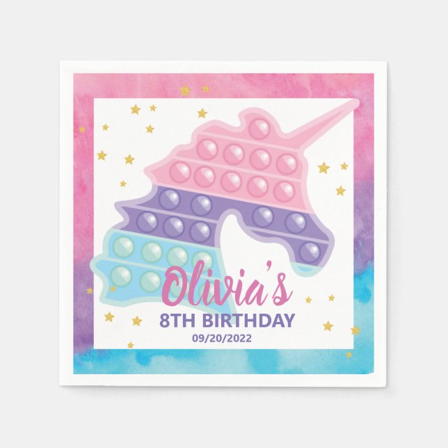 Pop It Fidget Birthday Party Napkins (Front)