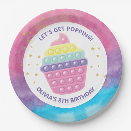 Pop it fidget birthday party paper plates