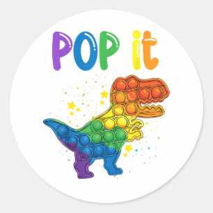 Pop It Fidget Toys Dinosaur T-Rex Toddler Boys pop Classic Round Sticker