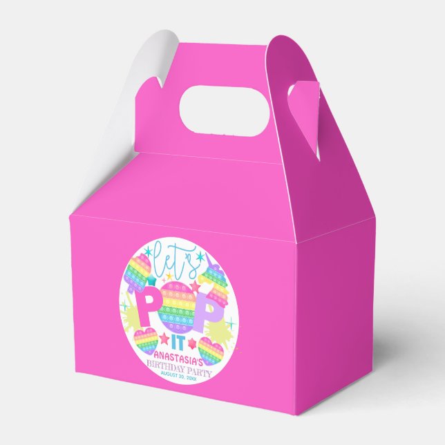 Pop It Girl Birthday Party Personalized Favor Boxes (Front Side)