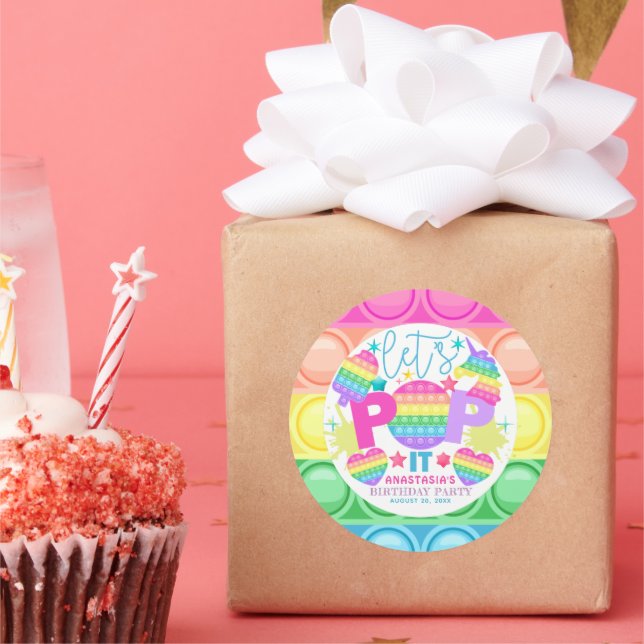 Pop It Girl Birthday Personalized  Classic Round Sticker (Party)