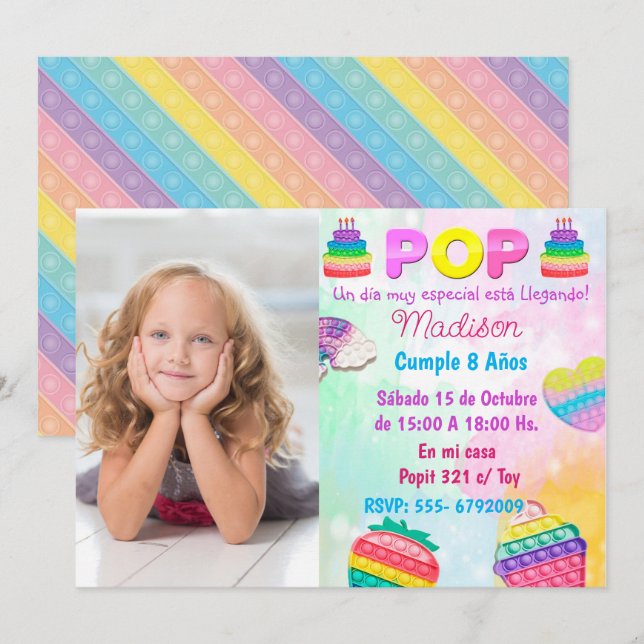 Pop It Girl Invitation (Front/Back)