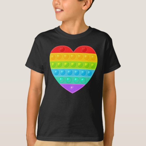 Pop It Heart Colorful Rainbow T_Shirt