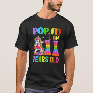 Pop It I Am 11 Years Old Dabbing Unicorn Fidget 11 T-Shirt