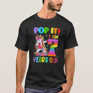 Pop It I Am 7 Years Old Dabbing Unicorn Fidget 7Th T-Shirt