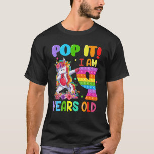 Pop It I Am 9 Years Old Dabbing Unicorn Fidget 9Th T-Shirt