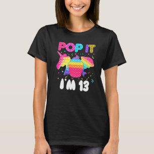 Pop It I'm 13 Birthday Pop It Colorful Unicorn Bub T-Shirt