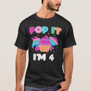 Pop It I'm 4 Birthday Girl Pop Fidget Toys Graphic T-Shirt