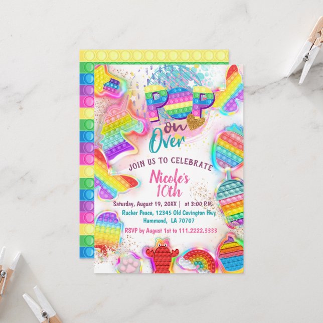 Pop it Invitation (Front/Back In Situ)