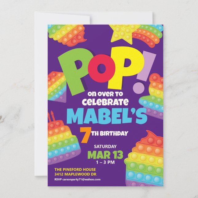 Pop It! | Invitation Birthday (Front)