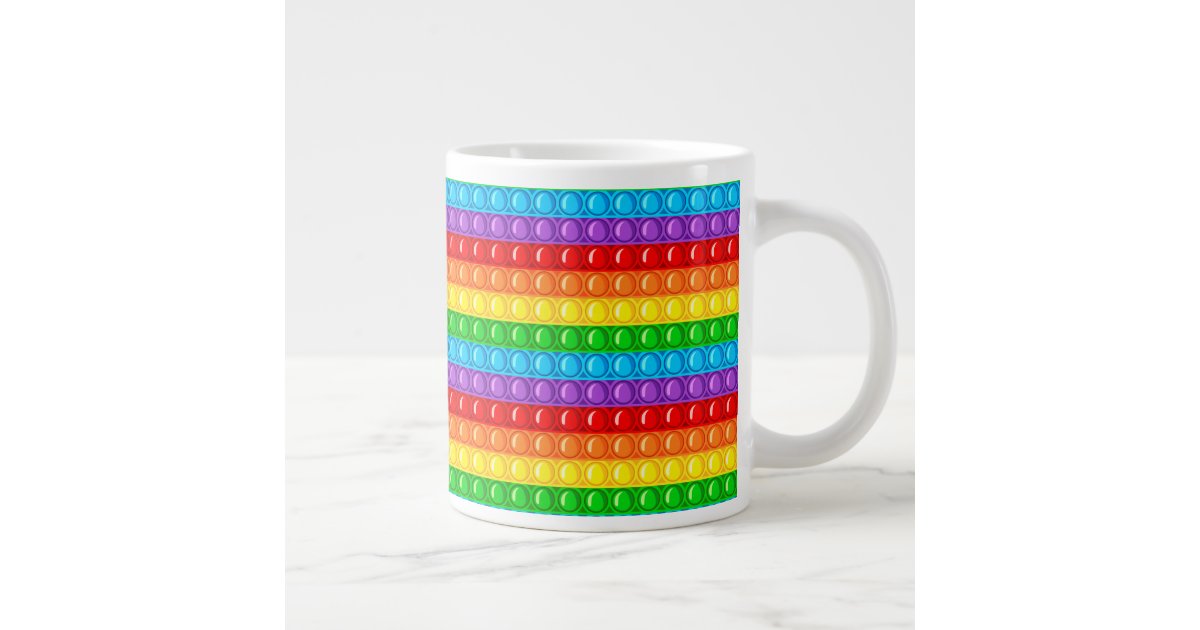 Rainbow Glass Mug, Colored Hand Painted Coffee Mug With Funny Bubbles  Design 