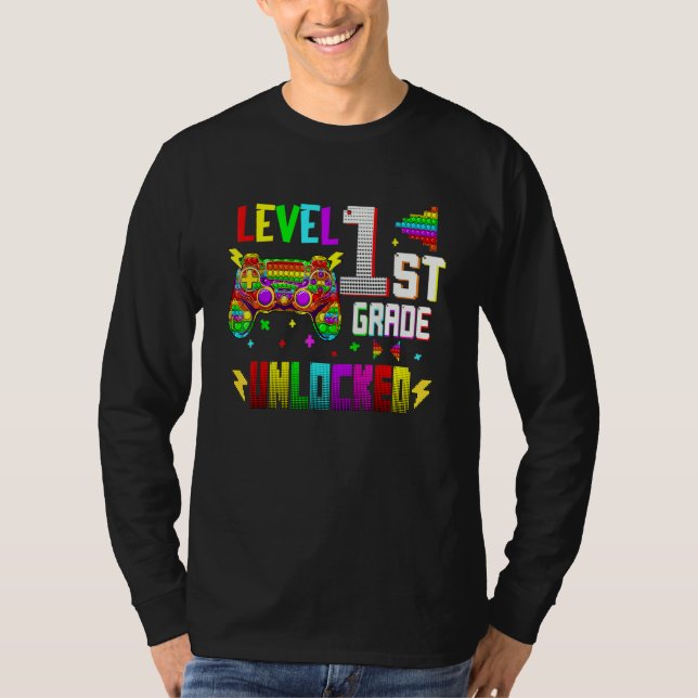 Pop It Level 1st Grade Unlocked Video Games Back T T-Shirt (Front)