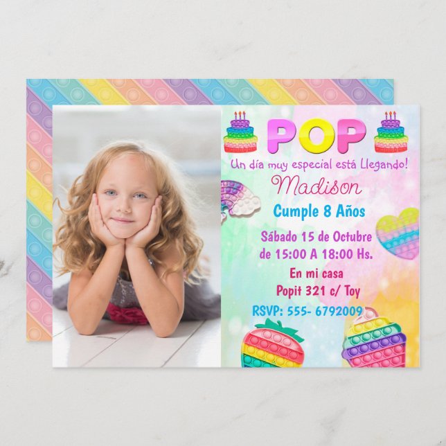 Pop It Niña Invitation (Front/Back)