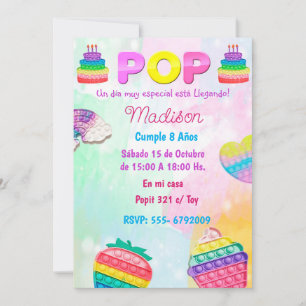 Pop It Niña Invitation
