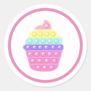 Pop it party cake classic round sticker