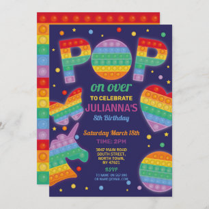 Pop it Party Fidget Birthday Navy Invitation