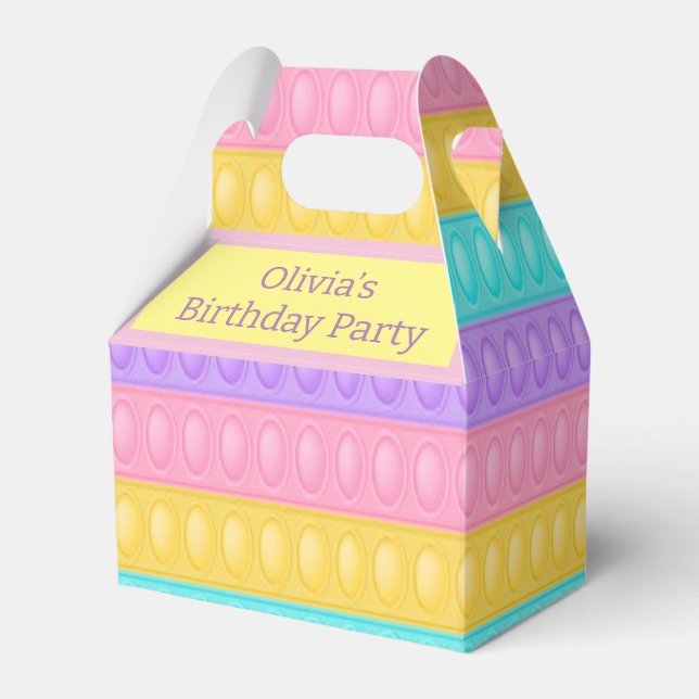 Pop it Pastel Rainbow Girl Birthday Party Favor Boxes (Front Side)