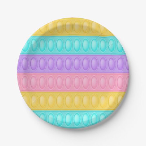 Pop it Pastel Rainbow Girl Birthday Party Paper Plates