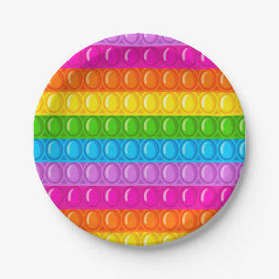 Pop it Pastel Rainbow Girl Birthday Party Paper Plates