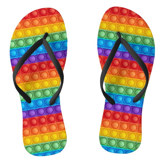 Pop It Popping Colorful Pattern  Flip Flops (Footbed)