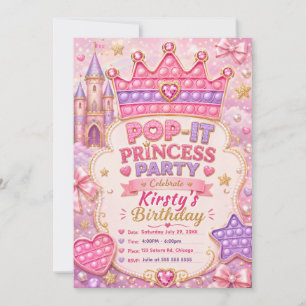 Pop-It Princess Birthday Party Invitation