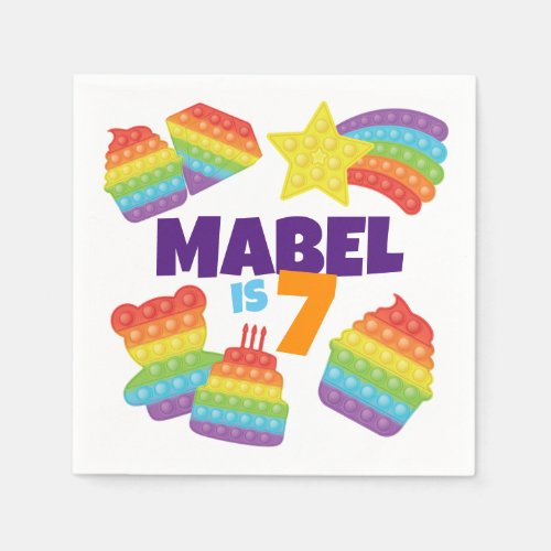 Pop It  Rainbow Birthday Napkins