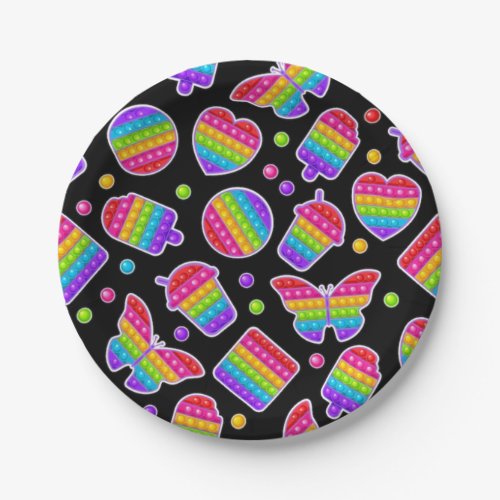 Pop it Rainbow Butterflies and Hearts  Paper Plates