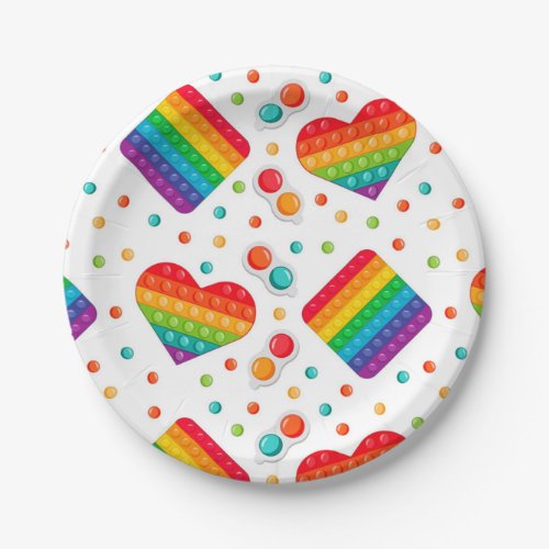 Pop it Rainbow Colors Trendy Paper Plates