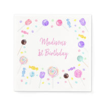 Pop It Rainbow Pink Gold Birthday Napkins