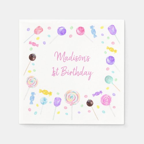 Pop It Rainbow Pink Gold Birthday Napkins