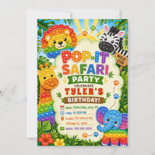 Pop It Safari Birthday Party Invitation
