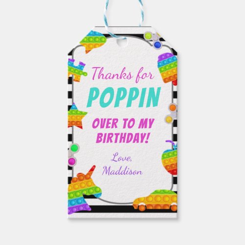 Pop It Toy Birthday Pop On Fidget Push Bubble Gift Tags