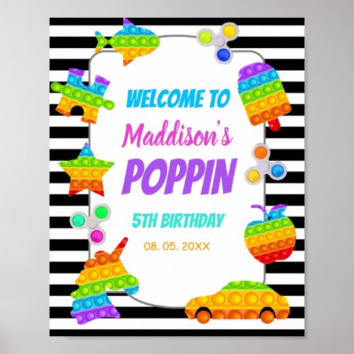 Pop It Toy Birthday Pop On Fidget Push Welcome Poster
