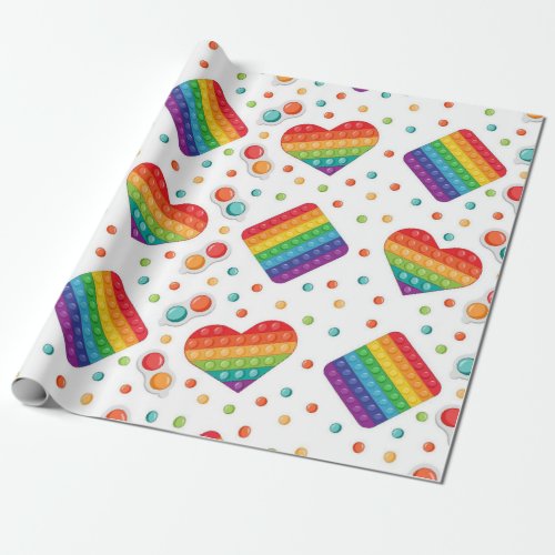 Pop It Toy Rainbow Colors Birthday Wrapping Paper