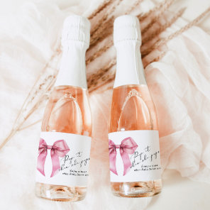 Pop it whe she Pops Pink Bow Baby Shower Sparkling Wine Label