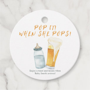 Pop it when she pops! Baby is brewing baby shower Favor Tags