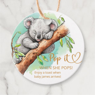 Pop It When She Pops Baby Koala Baby Shower  Favor Tags