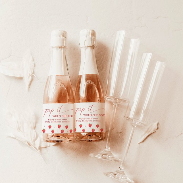Pop It When She Pops Baby Shower Favor Sparkling Wine Label (Creator Uploaded)