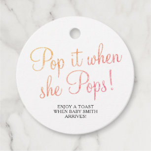 Pop it when She Pops Baby Shower Favor Tags