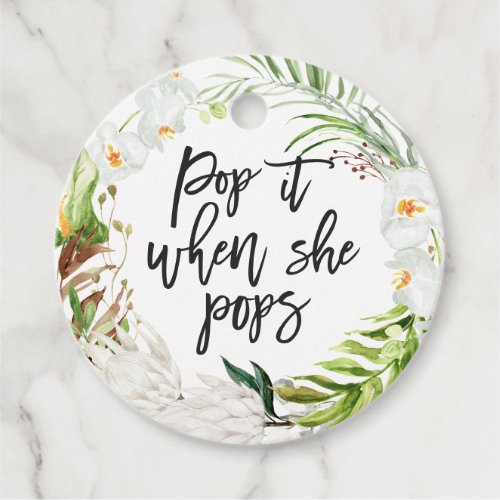Pop it when she pops baby shower party favor tags