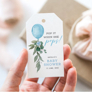 Pop It When She Pops Balloon Greenery Baby Shower Gift Tags