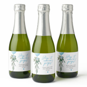 Pop It When She Pops Balloon Greenery Baby Shower Sparkling Wine Label