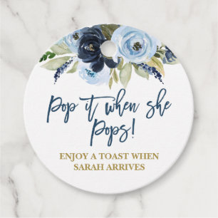 Pop it when She Pops blue floral Favor Tags