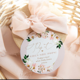 Pop it when she pops blush floral favor tags