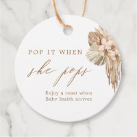 Pop It When She Pops Bohemian Baby Shower Favor Favor Tags