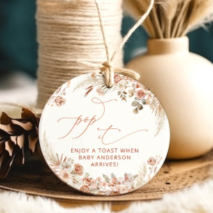 Pop It When She Pops Boho Pampas Grass Favor Tags