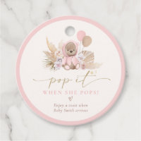 Pop It When She Pops Boho Teddy Bear Baby Shower F Favor Tags