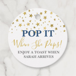 Pop it when she pops boy favor tags